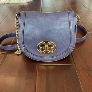 Emma Fox Navy Crossbody Bag with Gold Chain